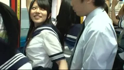 Oriental Schoolgirl give Cook Jerking in Public Bus