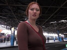 Red head Helan gets a busty fucked from behind for a couple of cash