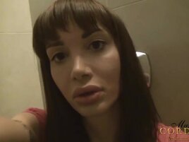 Mariana cordoba in a public restroom