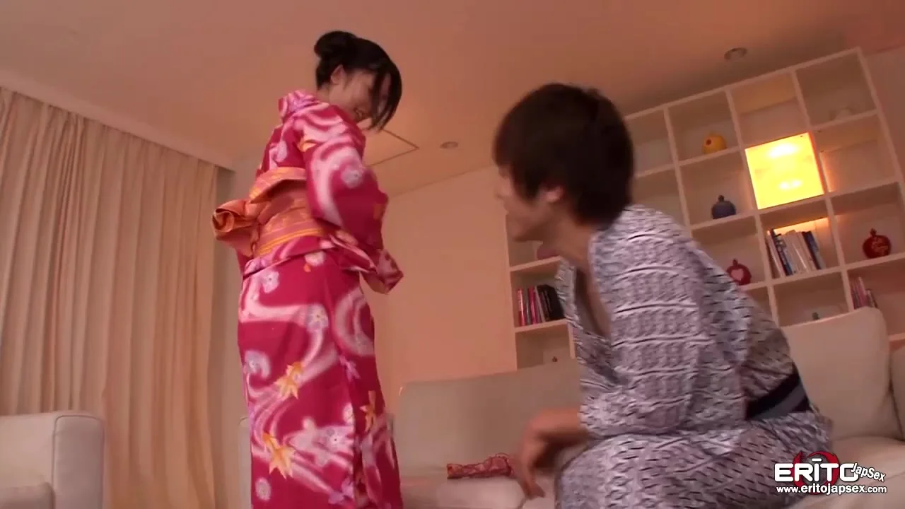 Horny Japanese Kimono - Cute Japanese teen Nanami fucked and facialed wearing kimono - ZB Porn