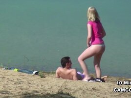 Young German Teen Couple voyeur in sex on the hamburg beach