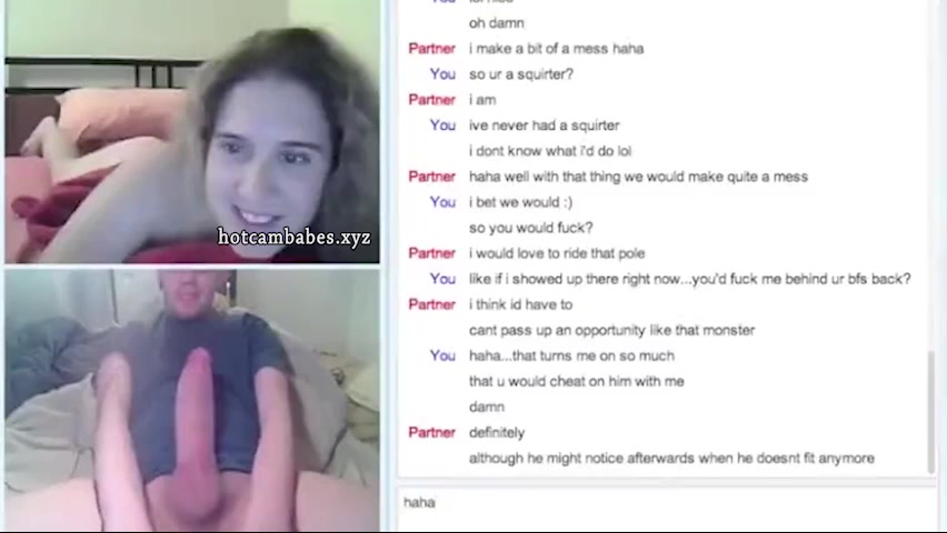 Cute girl masturbates together with fan