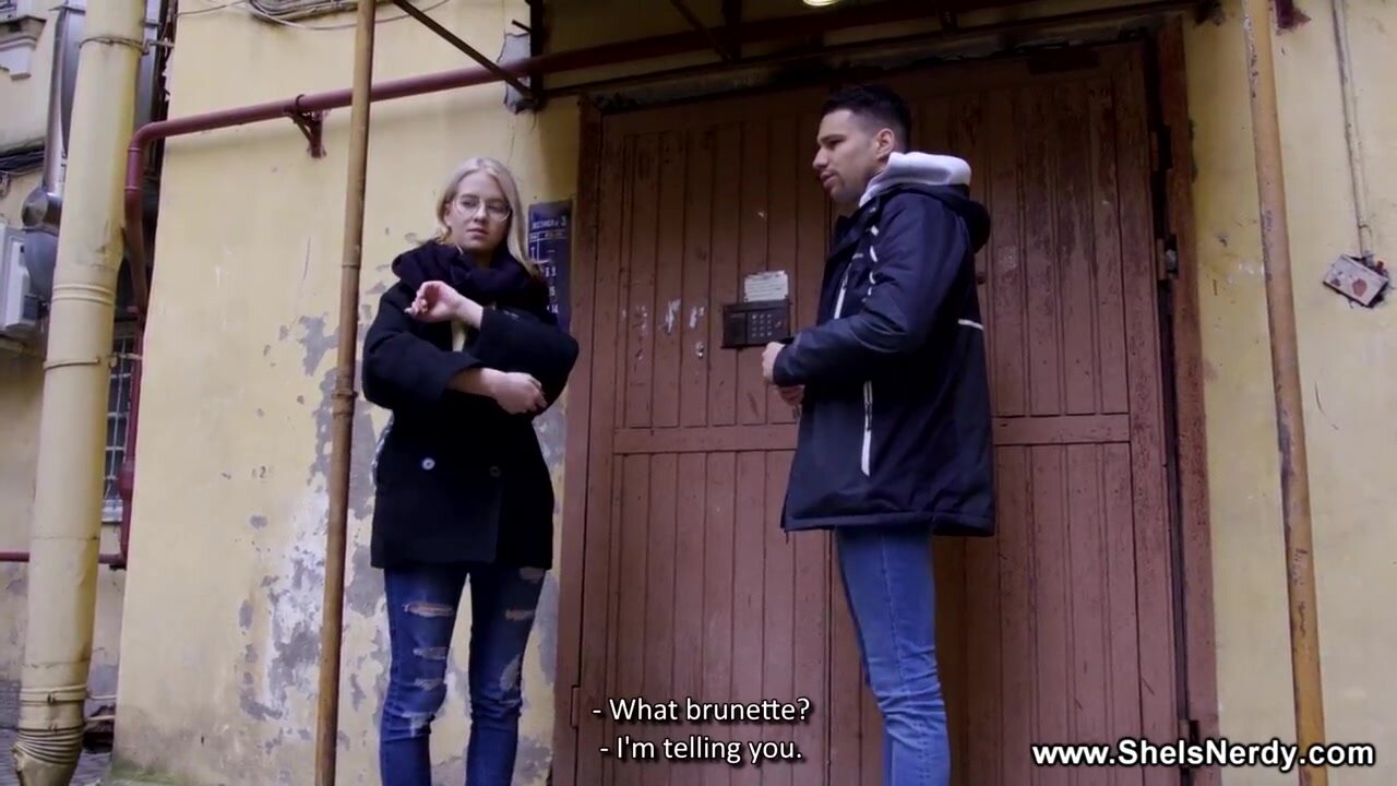 Nerdy blonde revenges on BF by having sex with neighbor