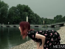 Red-haired girl is horny and needs to masturbate