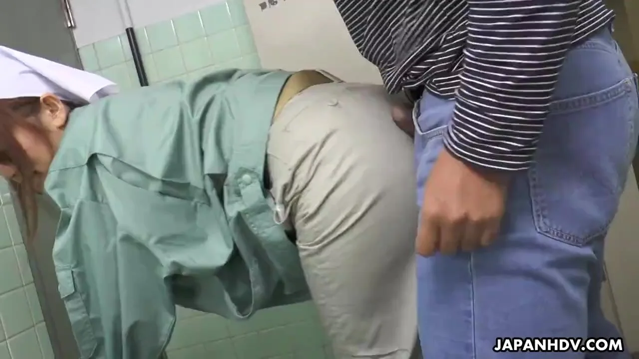 Slutty Asian cleaner blows a guy in the public toilet photo