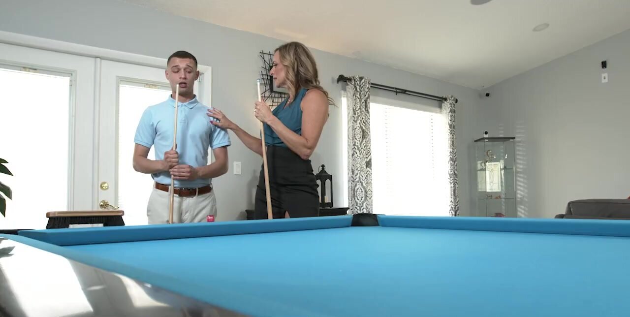 Young man bonks his older hot pool partner