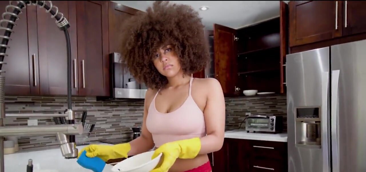 Latina maid with a fat ass is serving with her body