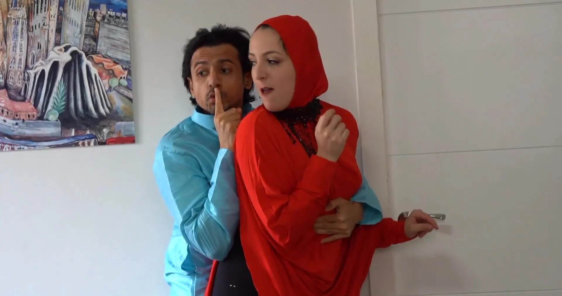 Gorgeous MILF in hijab seduced by her husbands friend