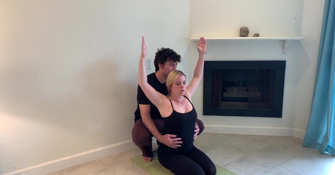 Thick blonde MILF doing yoga and fucking her stepson
