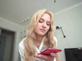 Cute blonde Nympho riding and showing off in POV