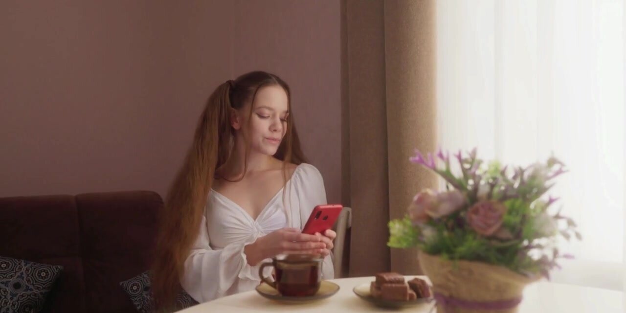One shy girl relaxing and thinking about life