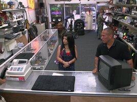 Thick brunette is fucked by the pawn shop owner in POV