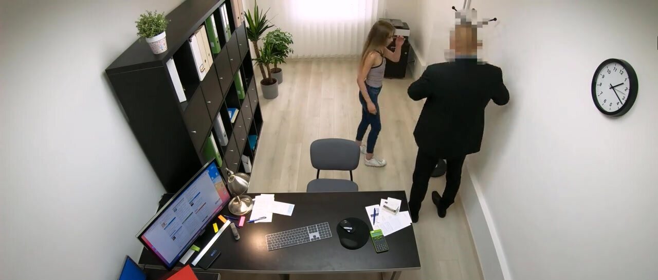 The private camera caputres the action in the office