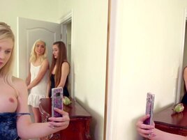 Tiny girl with a hot body fucks stepsister and her BFF