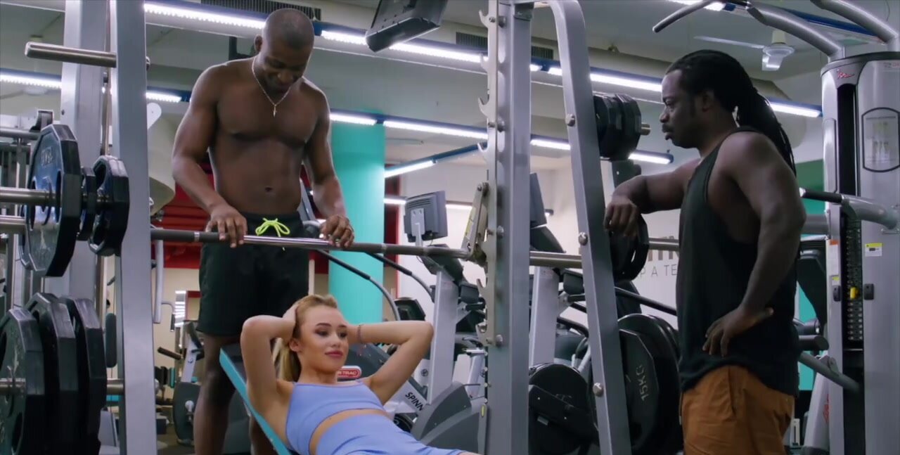 Rika meets two hunky black studs at the gym for MFM