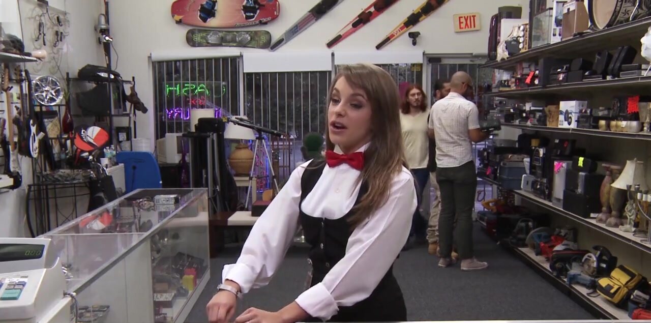Kimmy Granger is dressed as a magician while sucking