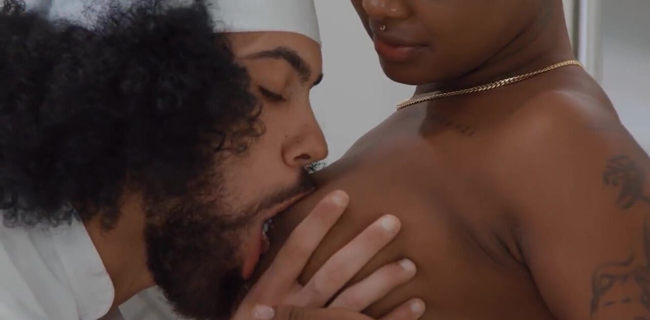 James Angel enjoys the busty babe Deja Marie in the kitchen