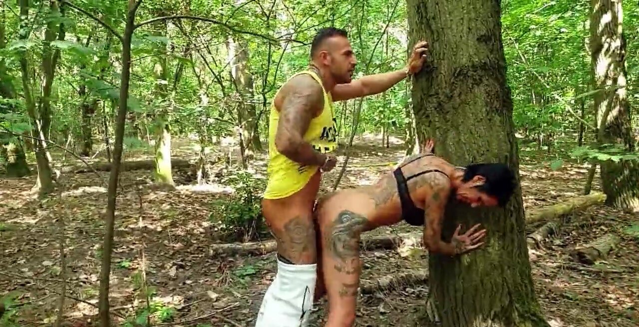 German coed joins a hardcore fucking session in the woods