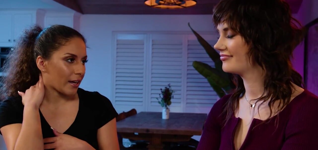 Massage fingering and lesbian fucking with two stunners