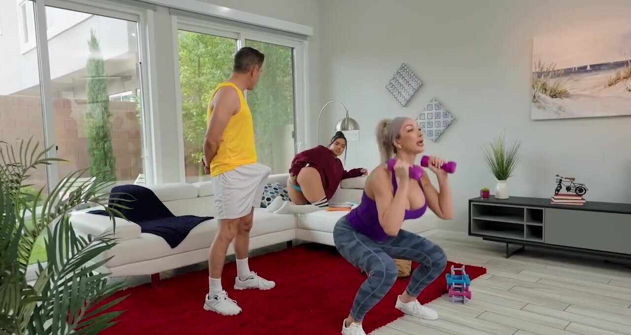Fitness and fucking with Summer Col and a hard cocked stud