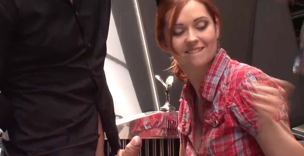 Redheaded grease monkey gets fucked in her tight little hole