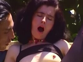 Hairy asshole lady gets fucked while chilling in public