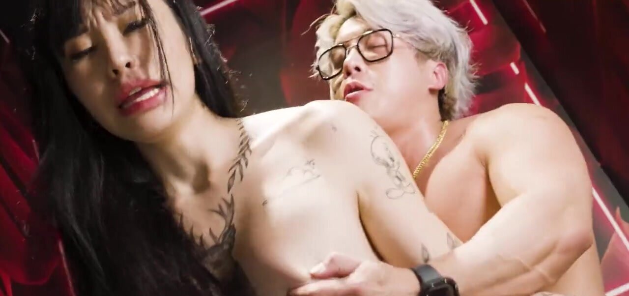 Chinese girl and a blond man are doing it in the toilet