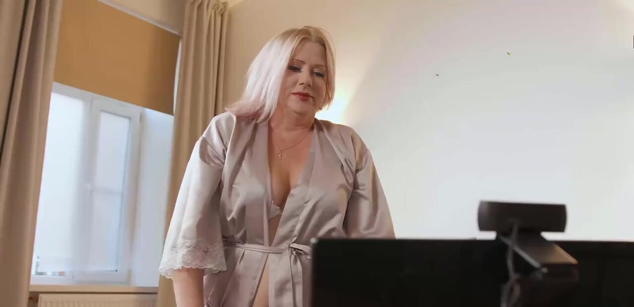 Blondie fucks her student to keep him all quiet