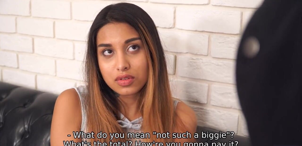 Adorable girl getting banged by a creepy debt collector
