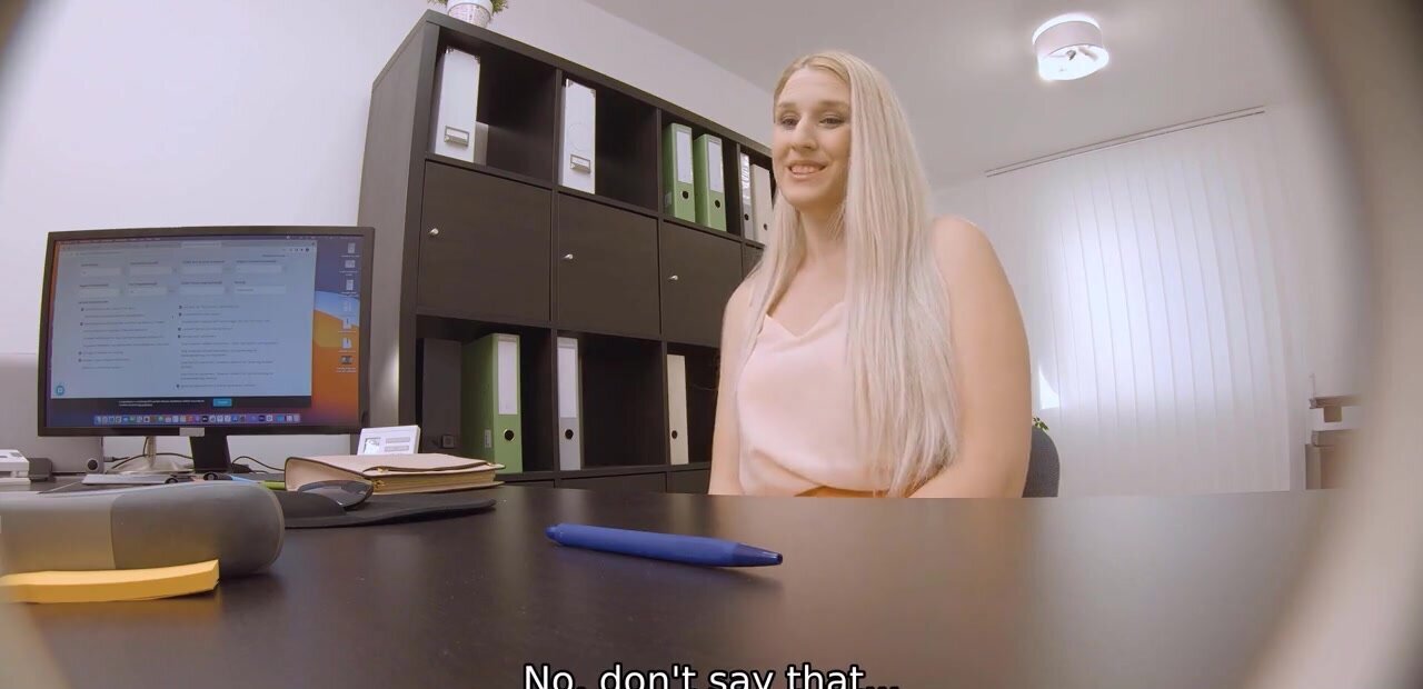 Girl with fair hair is going to take his dick to the limit