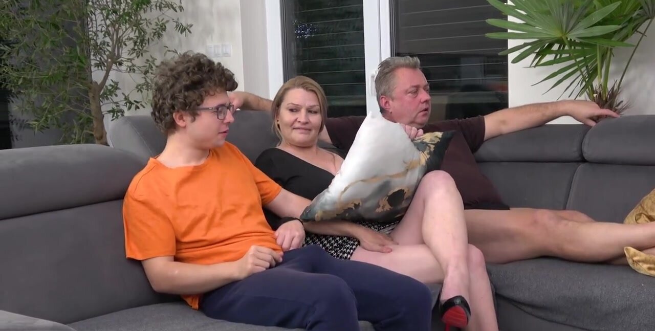 Granny with gorgeous tits getting fucked sideways too