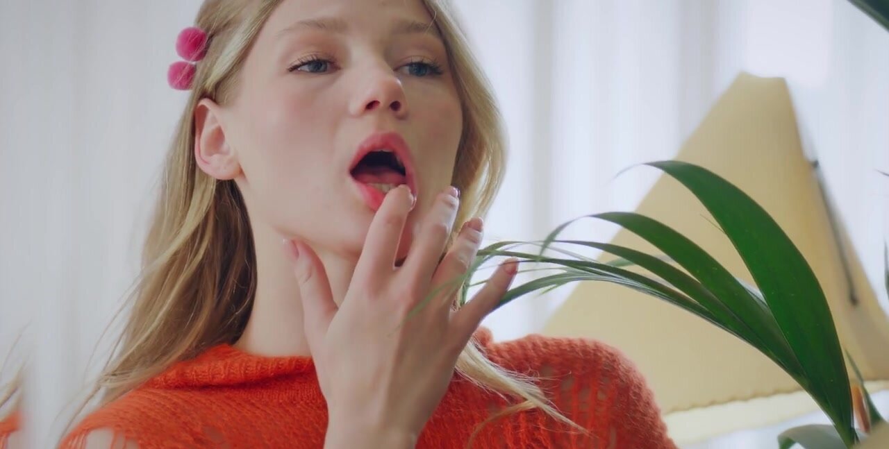 Fit and seductive blonde figuring out how to orgasm