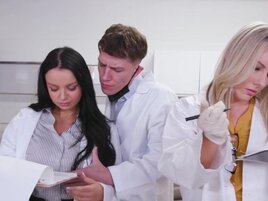 Slutty scientists are going to get fucked in an FFM scene