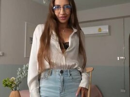 Geeky girl with sexy lingerie is ready to get blasted