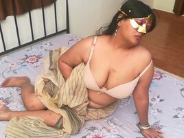 Chubby brunete woman slowly showing off her big tits