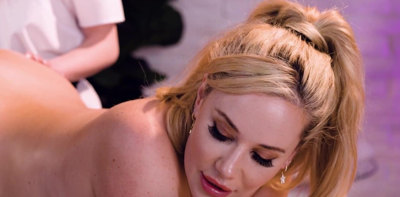 Blonde and another blonde enjoying hot lesbian loving