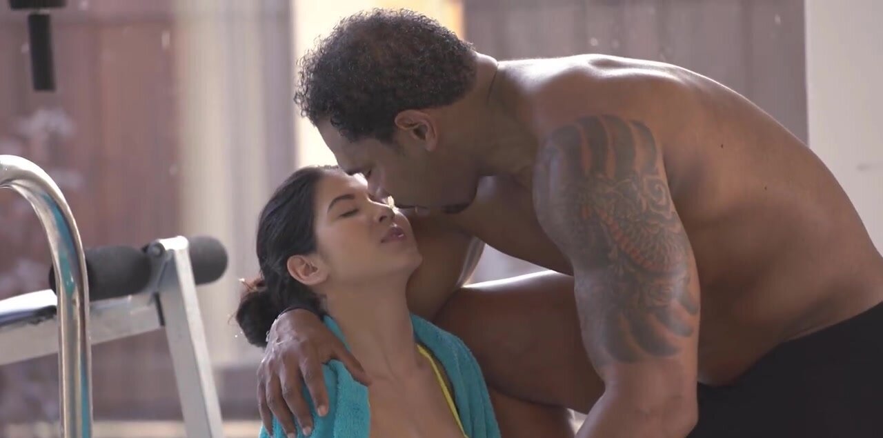 Leggy brunette does NOT mind taking strange black cocks