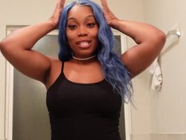 Blue hair black hottie getting fucked by his meaty dong