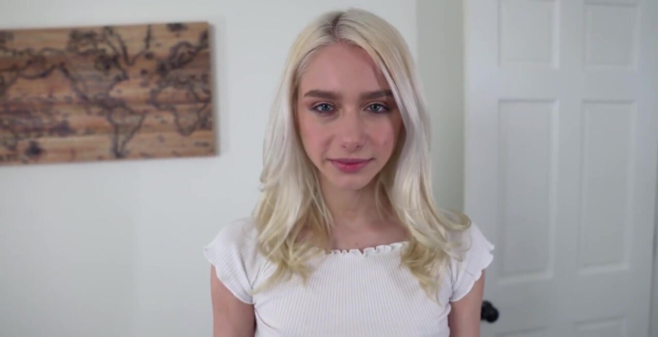 Petite teen in a white skirt teases her bro a bunch