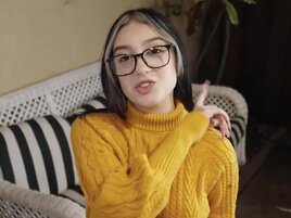 Nerdy brunette teen bends over to get fucked hardcore