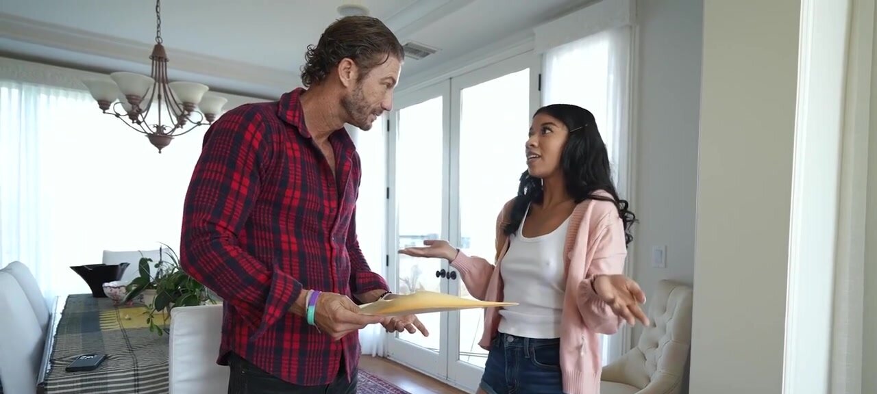 Cute young lady earns a rent discount by her wet holes