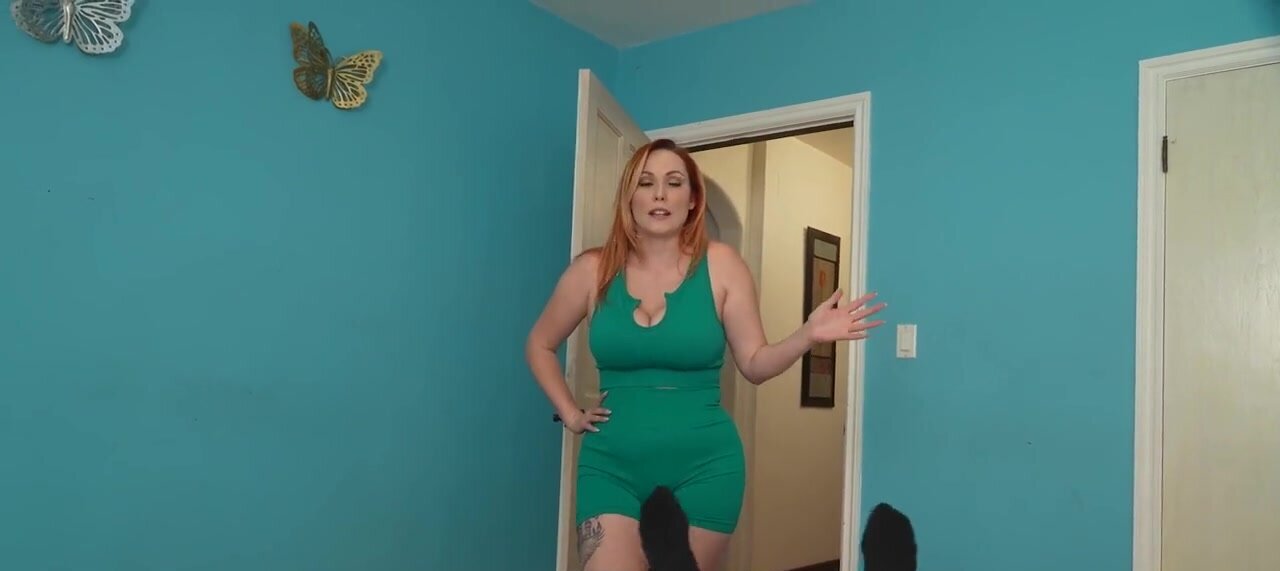 Curvy redhead MILF seduces her shy son and gets fucked hard