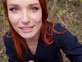 Redhead cutie Clemence Audiard is excited to fuck outdoors