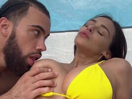 Big breasted girl fucking a big dicked alpha male
