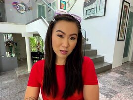 Asian stepsister surrenders to stepbrother's big WHITE dick