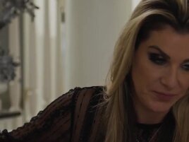 Hot lesbian MILF seduces her young innocent neighbor's twat