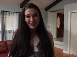 My sexy brunette neighbor is obsessed with my fat rod.