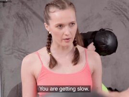 Steamy lesbian workout must end with a passionate threesome