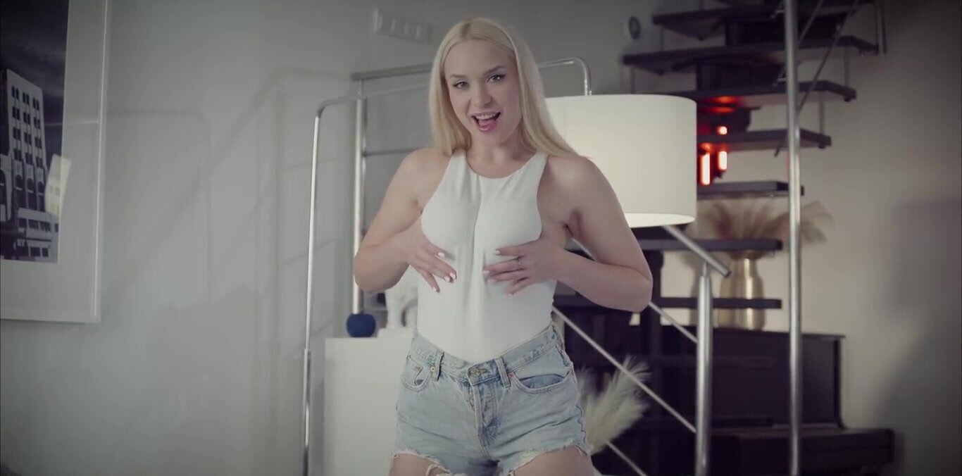 Blonde with big boobs sucks cock and rides it very well