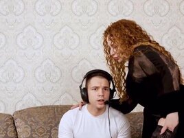 Mature lady with curly hair getting fucked by a big dick gamer